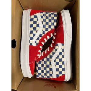 (2018) VANS SK8-HI ‘BMX CHECKERBOARD’ TRUE BLUE AND RED